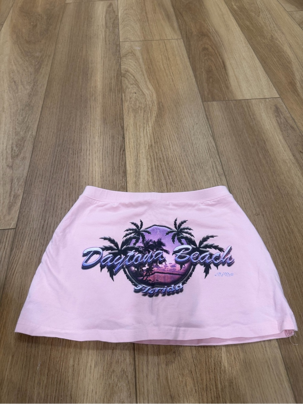 Y2k Daytona Beach Pink Graphic Mini Skirt